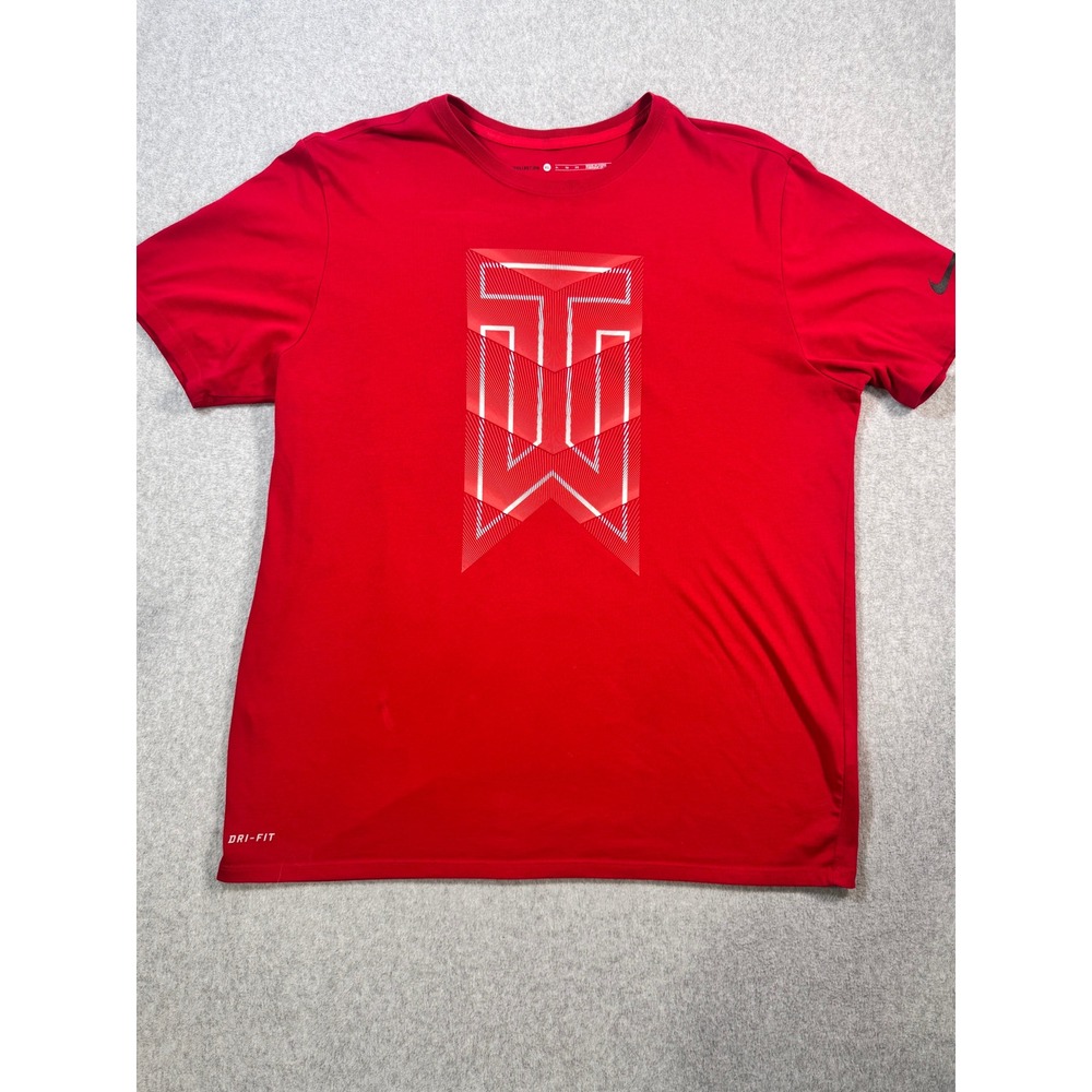 Nike Tiger Woods Collection Dri-FIT Red Graphic T-Shirt Mens XL TW Logo Tee